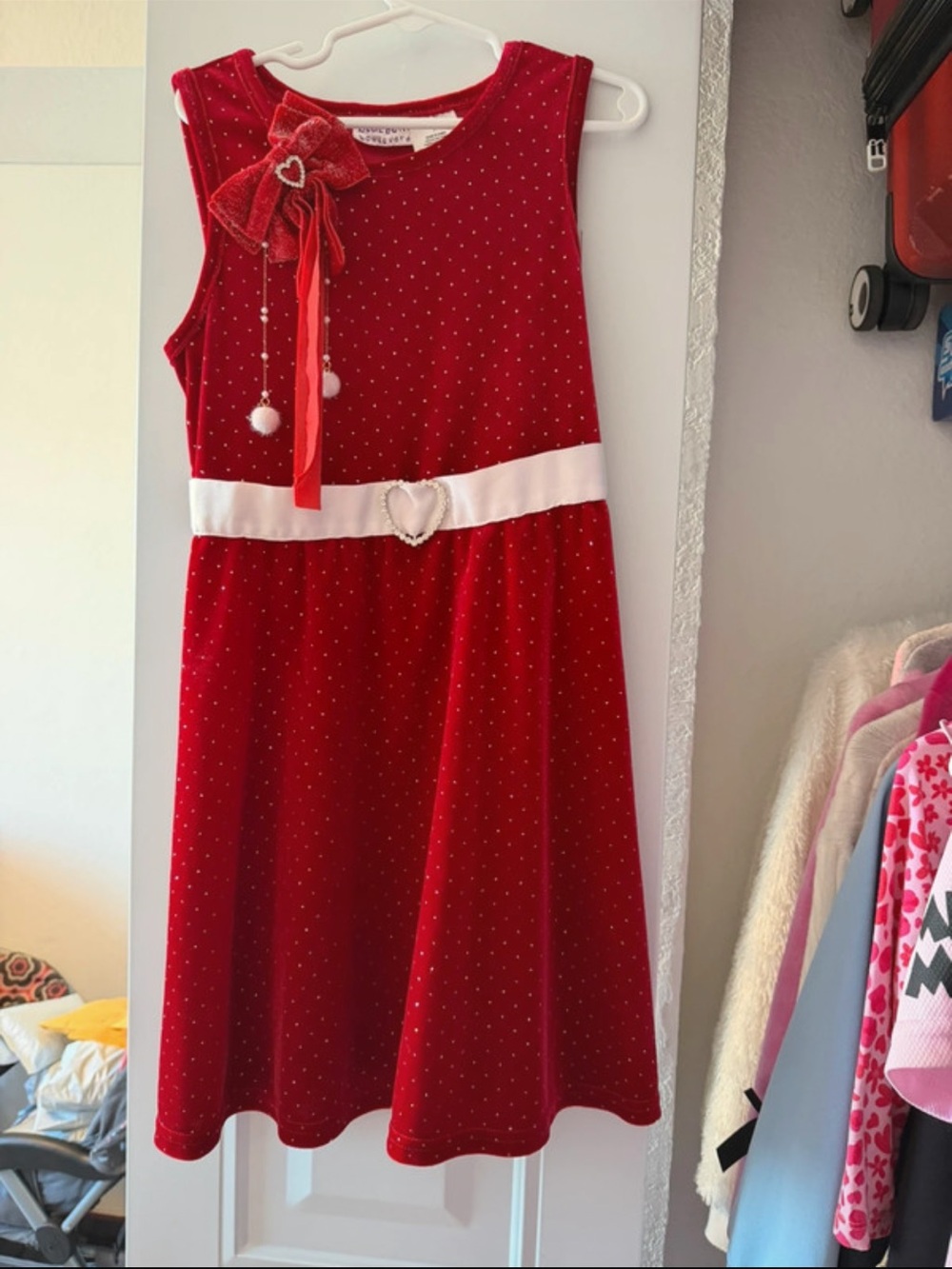 Target Red Velvet Holiday Dress with White Waistband